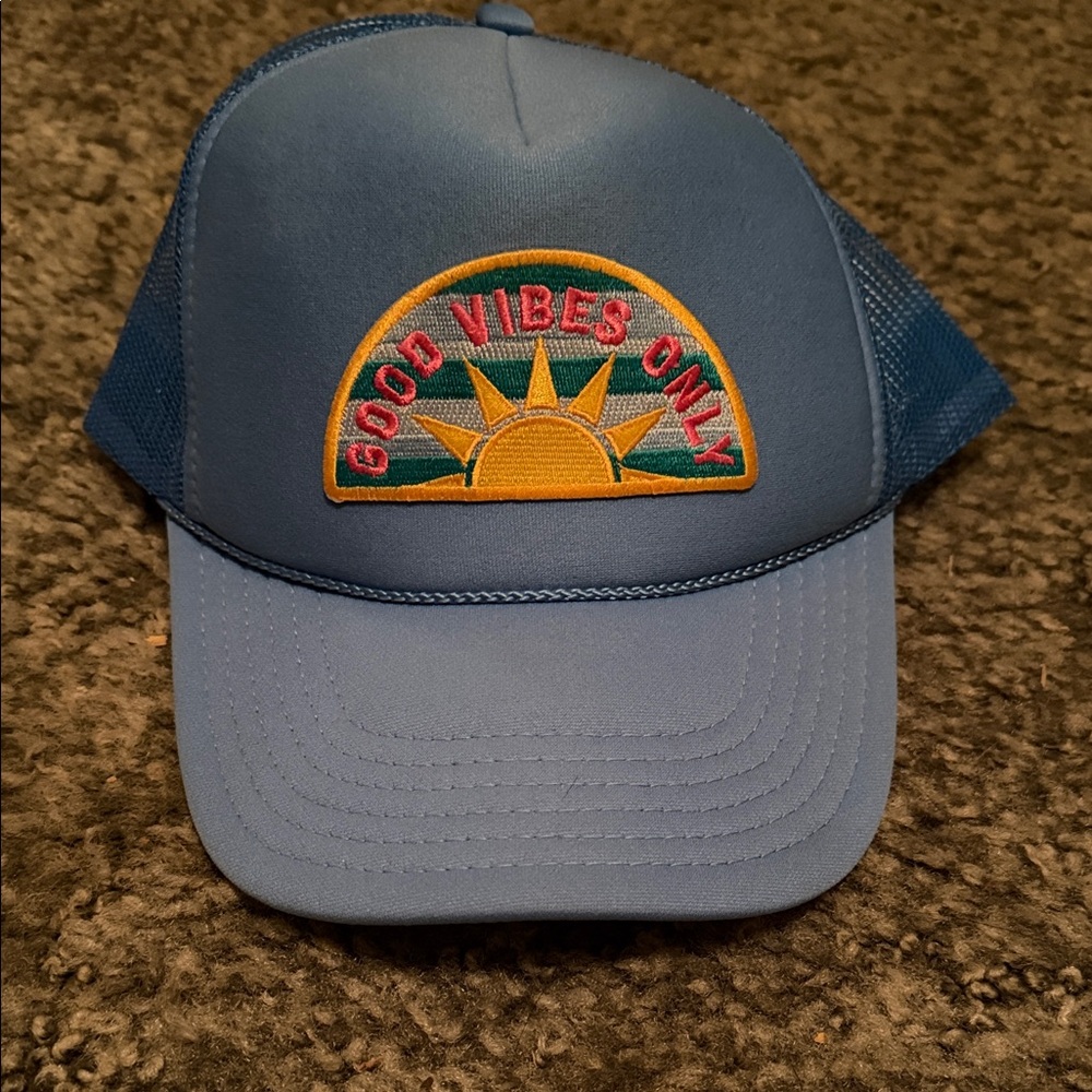 Blue Trucker Hat with Sun Design